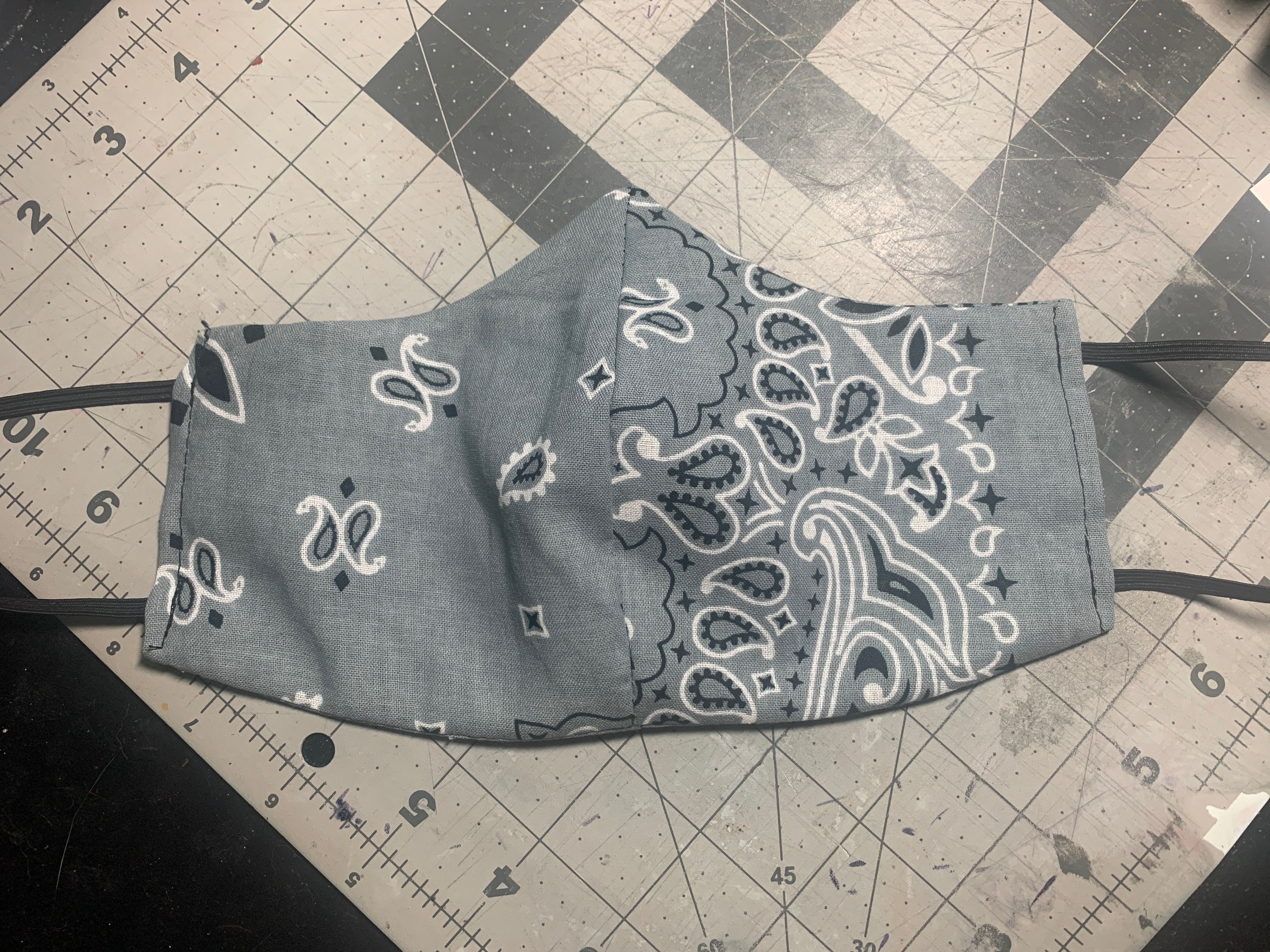 ADULT Grey bandana contoured cotton face mask washable Etsy