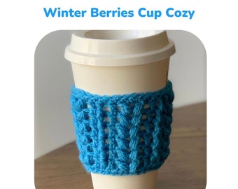 Crochet Pattern: Winter Berries Cup Cozy, PDF