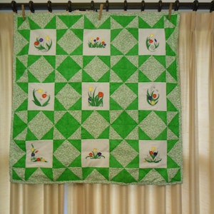 Spring Tulips Quilt: Orange, Yellow, White & Purple Designs