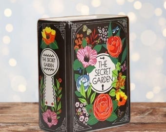 Secret Garden Book Vase, Floral Ceramic Pen Holder, Glam Decor