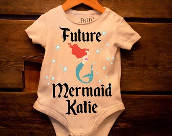 Little Mermaid Baby Grow Custom Personalised Personalized Fairytale Baby Clothes Newborn Childrens Clothes Baby Sleepsuit Mermaid Baby