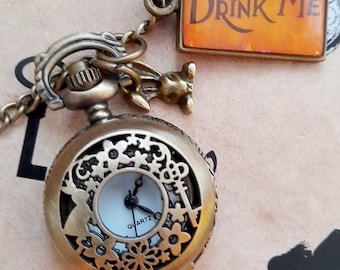 Alice in Wonderland Pocket Watch Fairytale Wedding Gift For Groom,Perfect for Alice Themed Weddings,Baby Shower,Party,Mad Hatter,Once Upon