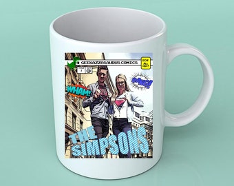 Custom Comic Book Mug, Personalized Superhero Couple Gift