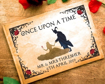 Personalized Beauty and the Beast Wedding Guest Book, Enchanted Rose