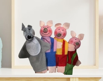Three Little Pigs Finger Puppets | Colorful Storytelling Props