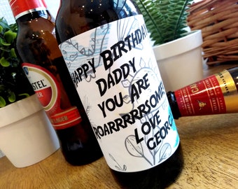Dinosaurier Bier Etikett 'My Daddy Mummy is Roarsome' Bier personalisiert personalisiert Vatertag, Papa Daddy Geburtstag Bier Geschenk Muttertag,