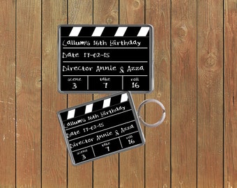 Personalized Movie Clapper Board Keychain or Magnet, Film Fan Gift