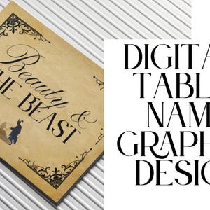 Beauty and the Beast Table Name Card Wedding Party Fine Dining Custom Personalised Personalized Fairytales CHEAP BUDGET Digital PDF Download