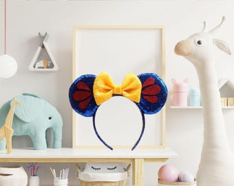 Snow White Mouse Ears Headband, Bridal Cosplay Costume