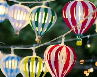 Multicolor Hot Air Balloon String Lights – Nursery, Wedding Garland