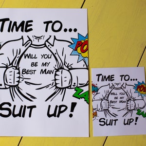 Suit Up Hochzeitsposter Druck Personalisiert!Willst du mein Trauzeuge,Trauzeuge,Usher,Paige Boy?Superheld Hochzeit,Comic-Buch sein