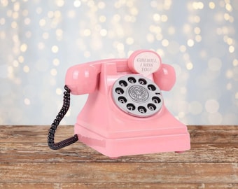 Alcancía con forma de teléfono vintage: bonita alcancía para niños, regalo para niños y niñas, decoración infantil, accesorio de fotografía, accesorio retro para habitación.