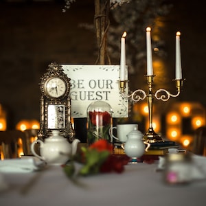 Beauty and the Beast Gold Candelabra Perfect for Fairytale and Fantasy Themed Weddings Centrepiece Candlestick Holder