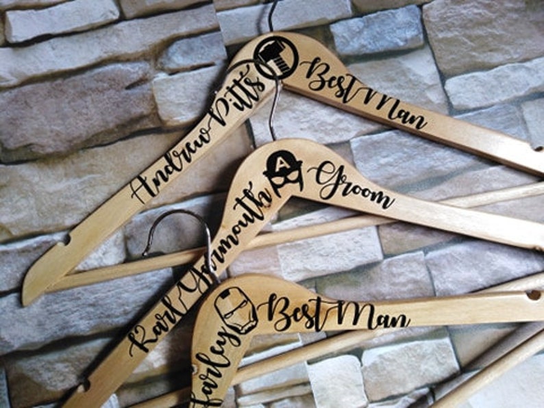 Creative Superhero Groomsmen Gift Idea, Superhero Wedding Hanger