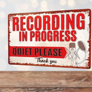Cartel de grabación en curso, regalo de estudio para presentadores de radio
