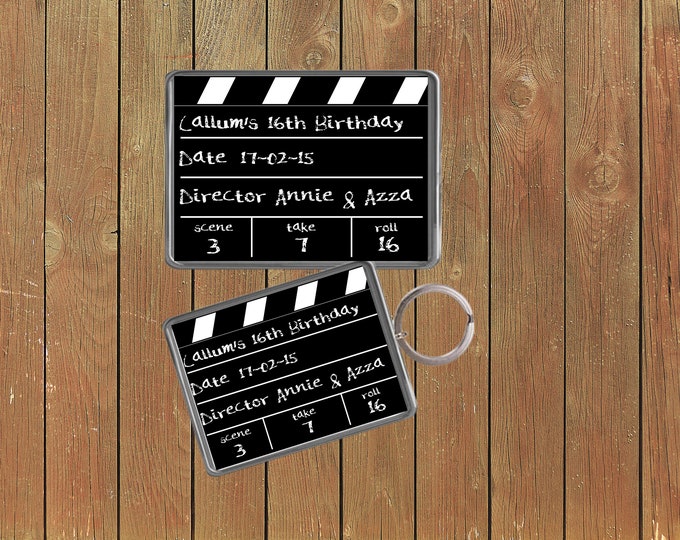 Movie Clapper Board Film Birthday Keychain Keyring Magnets Favours Favors Personalized Personalised Custom Birthday Present Film Fan Camera