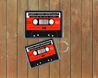 Music Tape Cassette Birthday Keychain Keyring Magnets Favours Favors Personalized Personalised Custom Birthday Present Music Fan Tape