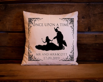 Coussin conte de fées personnalisé Conte de fées personnalisé La Belle et la Bête Mariage Fiançailles La Belle au bois dormant Aladdin Alice Mr & Mrs