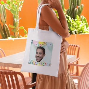 Birthday Face Tote Bag Custom Personalised Personalized 18th 21st 30th 40th 50th 60th Party Bags Favors Favours Birthday Bag Custom Party