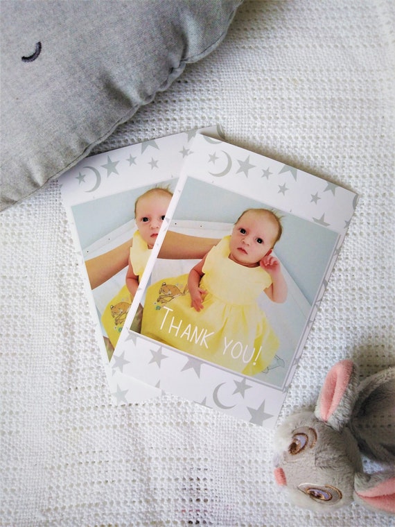 Baby Thank You Cards Personalised Personalized With Moon and Baby  Shower and Birth Thank You Gifts Presents Cards,Invites,Invitation