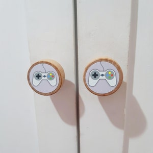 Pomos de madera para cajones con forma de mando de videojuegos, decoración reciclada para gamers