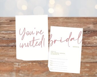 Minimalist Pink Bridal Shower Invitation Cards - Set of 20