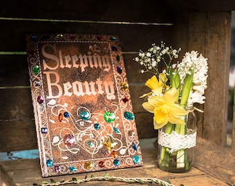 Sleeping Beauty Old Fashioned Vintage Wedding Guestbook Personalised Personalized Perfect for Vintage and Fairytale Weddings Scrapbook Album