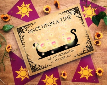 Rapunzel Wedding Guestbook: Floating Lanterns, Personalized Fairytale Album