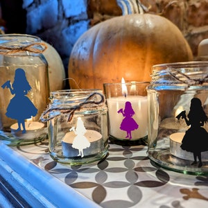 Alice in Wonderland Small Medium Large Wax Fill Wedding Favours Favor Fairytale Gift Present Lanterns Custom Personalised Personalized