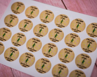 Peter Pan 100 x Stickers Self adhesive Personalised Personalized Custom Labels Stickers Jars, Candles, Craft, Wedding, Logo, Gloss