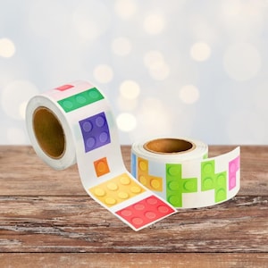 500 Stück Bunte Bausteine Sticker | Peel & Stick Partyetiketten | Geburtstag, Geschenkverpackung, kreatives Spiel Dekor