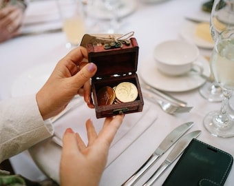 Pirate Treasure Chest Wedding Favors: Chocolate Gold Coins, Personalized Tag