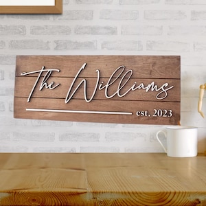 Op maat gemaakt vintage houten familiebord | Gepersonaliseerde 3D-brievenplaquette | Binnen Buiten Huis Muurdecoratie Cadeau