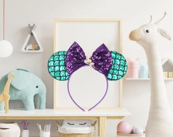 Mermaid Mouse Ears Headband, Hen Do, Wedding, Costume
