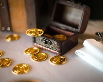 Pirate Treasure Chest Wedding Favors: Gold Coins, Neverland Theme