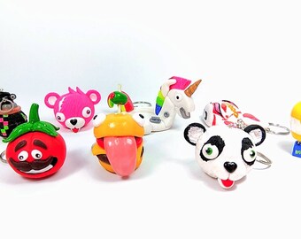 keychains fortnite several models handmade with polymer clay fortnite figures custom customized gift concept art - fortnite clay model