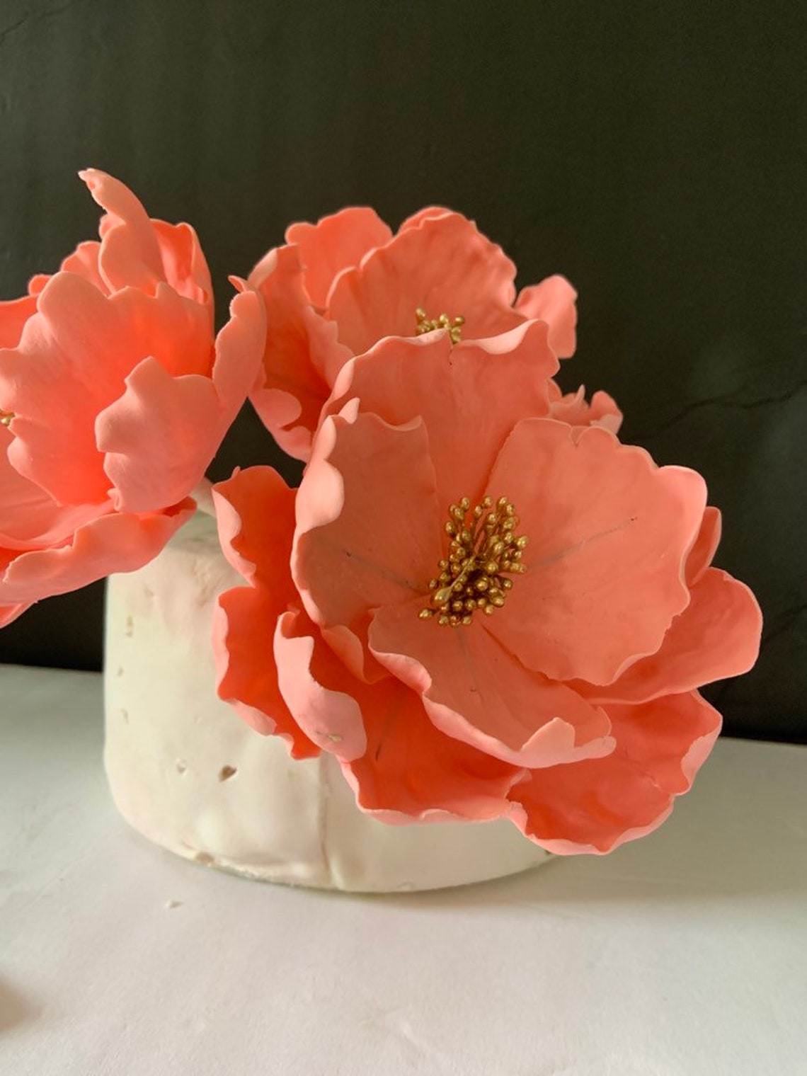 One LARGE PEONY Fondant Flower Cake Topper wedding cake Etsy