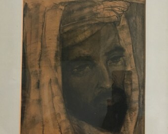 Joseph Steib - listed German Painter Portrait sketch of a middle eastern man, high auction record high value