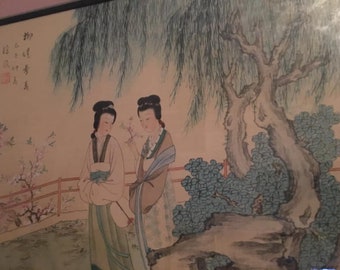 Xu Feng; Chinese painting, see signature and stamp of the artist, 2 beautiful women in garden