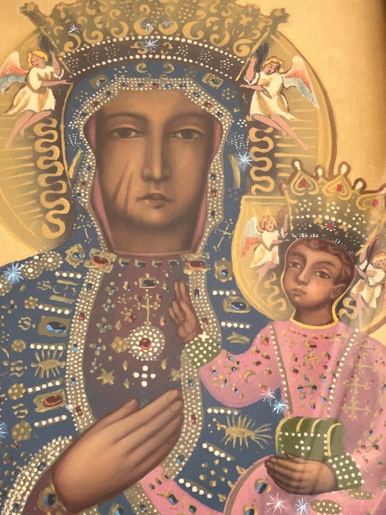 Vintage Icon Our Lady of Czestochowa Framed Painting - Etsy