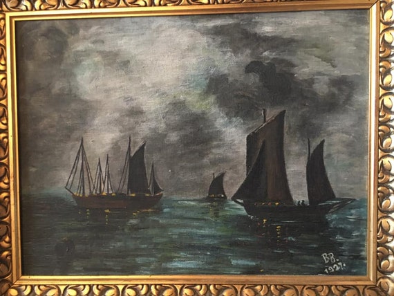 アーティスト Blanch Brunnen による額装されたオリジナルの海景油絵