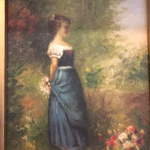 An old antique rare original signed J.W. monogram oil board very well framed