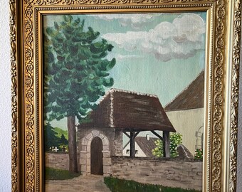 本物のアンティークの希少なヴィンテージ絵画モノグラム P.S. 38