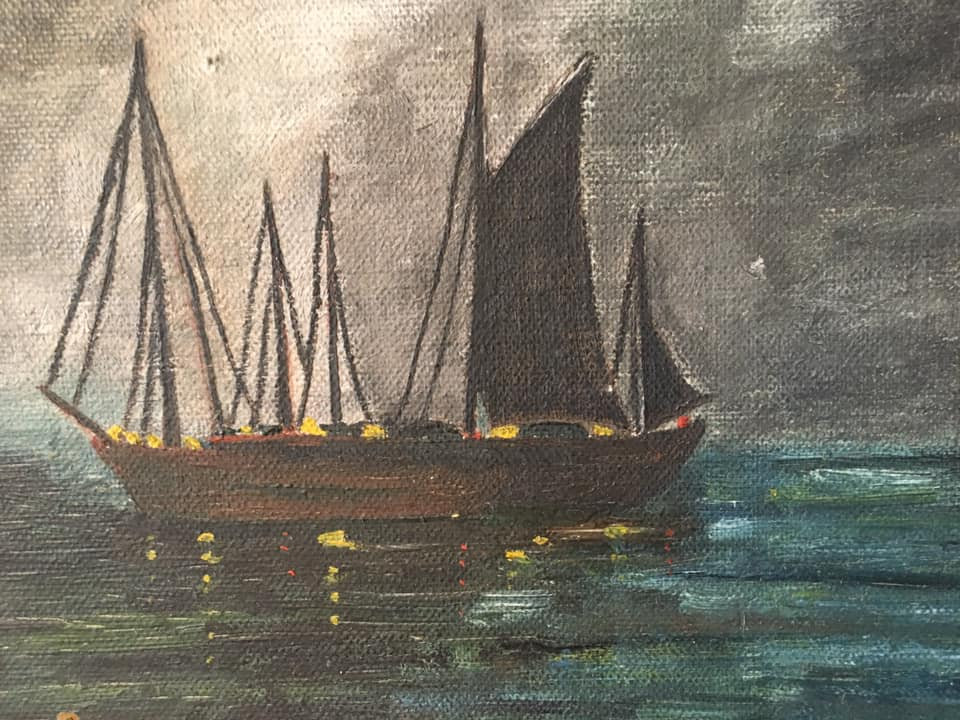 2600❣️ 油絵　ヴィンテージ　ネウム海岸　帆船 2600❣️ 油絵 ヴィンテージ ネウム海岸 帆船 2600❣️ 油絵