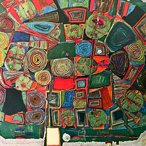 Kleine Hundertwasser Postkarte - Garten der Gurgling Union Dead von Friedereich Hundertwasser