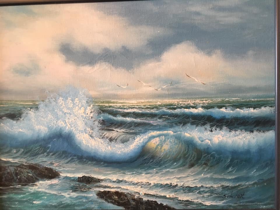 Original Oil Painting Seascape Framed by German Artist Georg