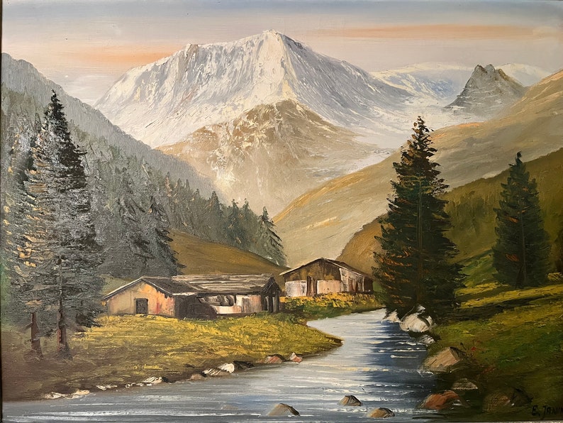 E. Janin, noted artist, oil painting zdjęcie 3