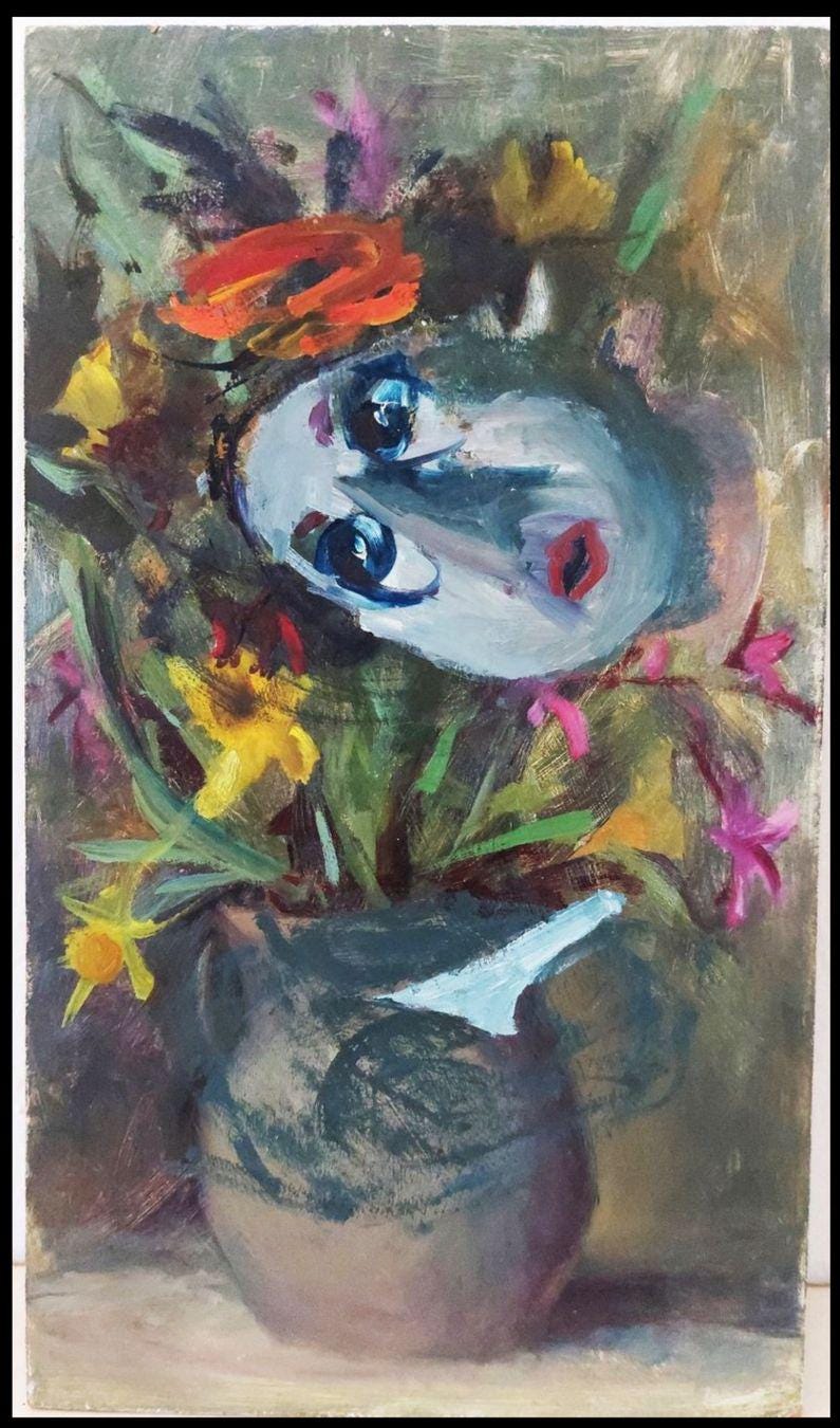 Jo Seifert Interesting Still Life Oil On Plate, Collection