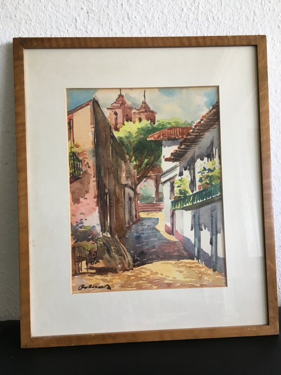 オリジナル水彩画 タスコ メキシコ 1971年 - Etsy 日本