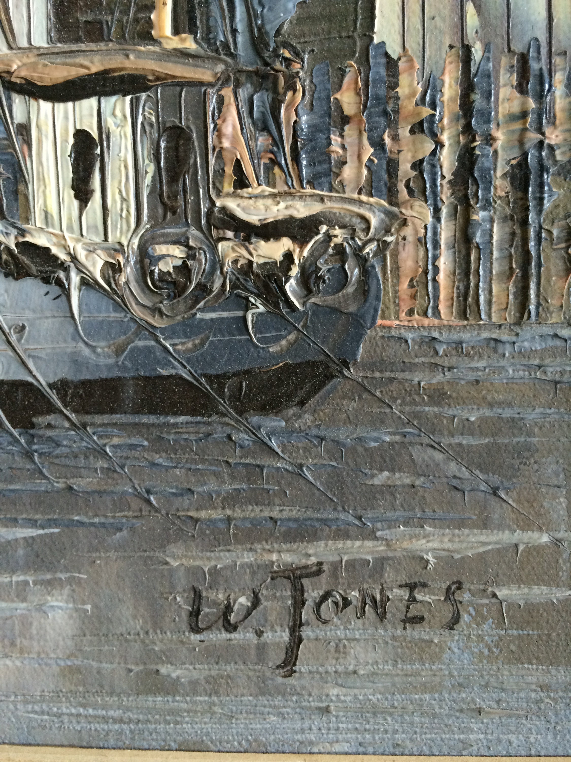 Gorgeous Vintage Original Painting Nautical Signed W. Jones Oil
